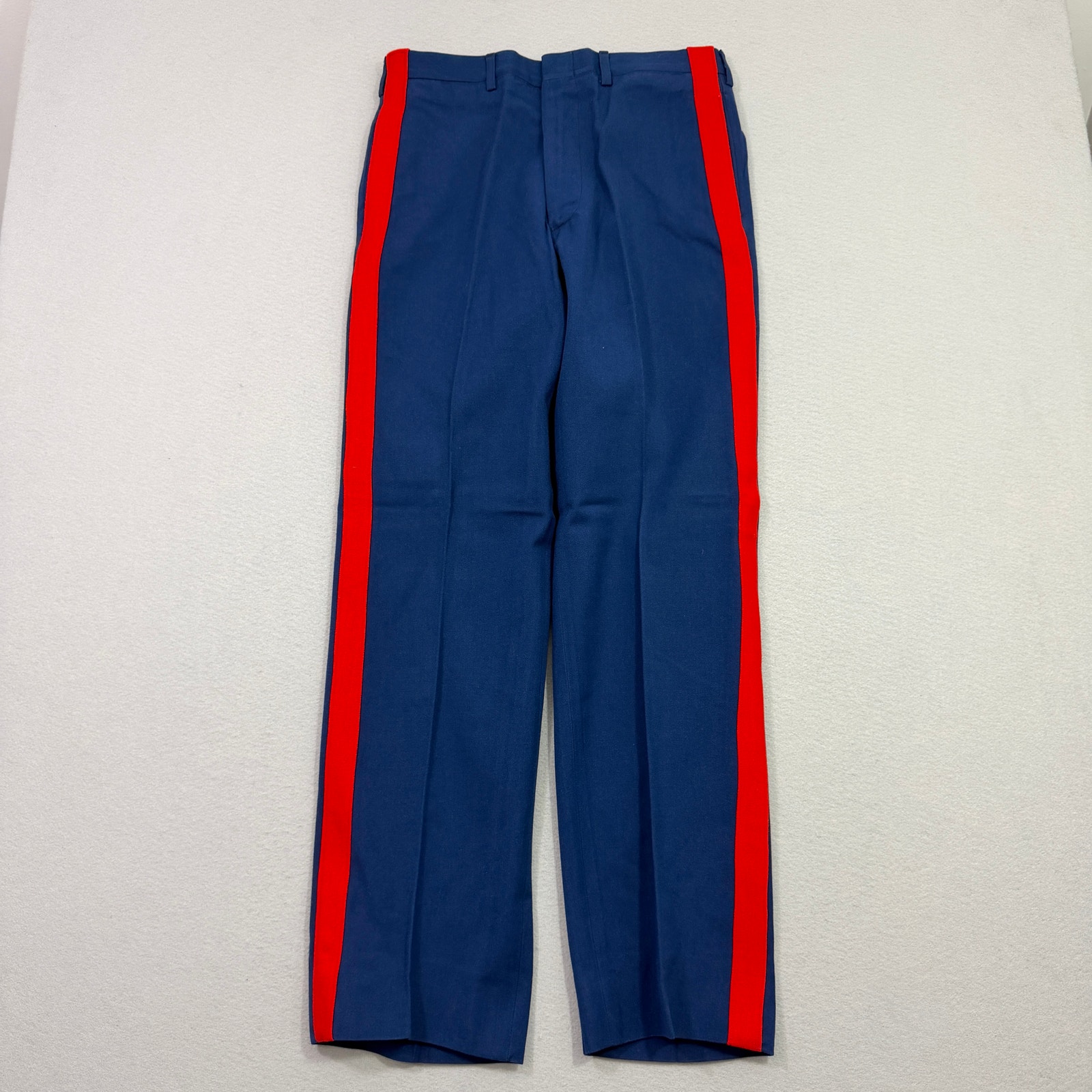 Vintage Usmc Gabardine Wool Trousers Men's 32s (32x30) Blue Red 1981 Dress Pants